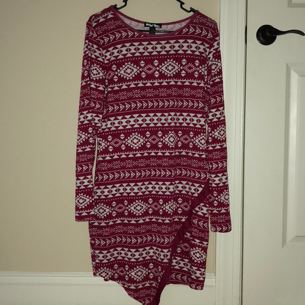 maroon and white dress